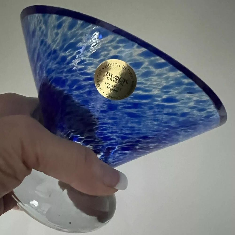 BlockCobalt Blue Hand Blown Bowl - 5-1/2” D x  4”H